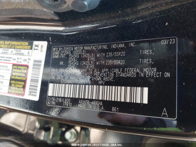 5TDXBRCH1PS582776 Toyota Highlander Hybrid Limited