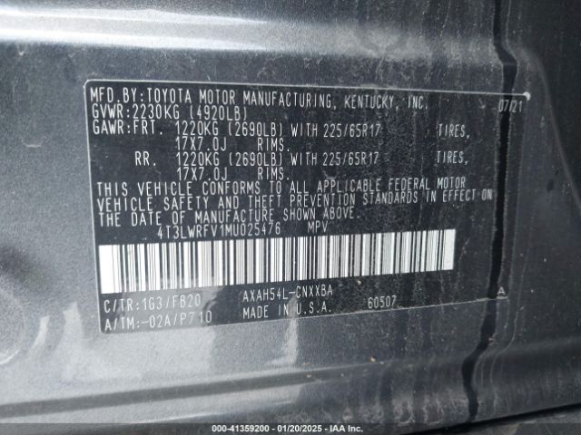 2021 TOYOTA RAV4 HYBRID 4T3LWRFV1MU025476 Photo 8