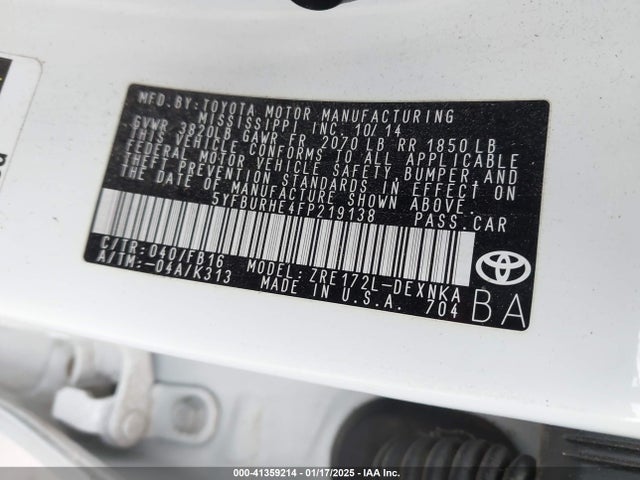 Toyota COROLLA LE 2015 5YFBURHE4FP219138 Image 9