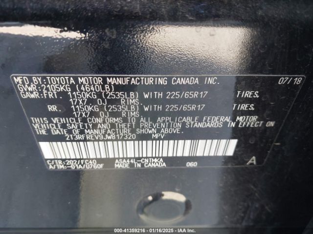 2T3RFREV9JW817320 Toyota Rav4 Adventure/xle