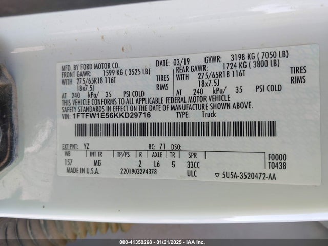 Ford F-150 Xlt 2019 1FTFW1E56KKD29716 Image 9