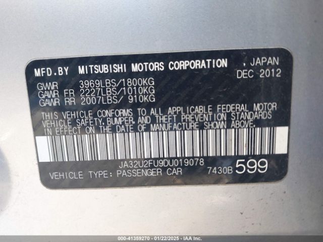 2013 MITSUBISHI LANCER JA32U2FU9DU019078 Photo 8