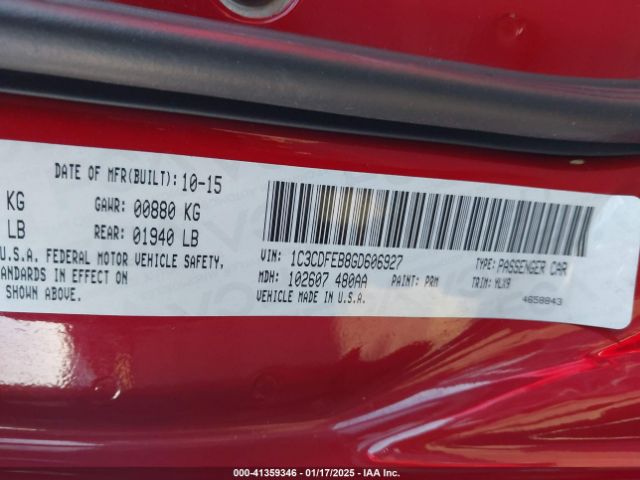 1C3CDFEB8GD606927 Dodge DART GT
