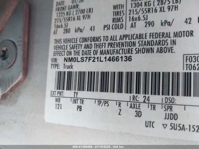 NM0LS7F21L1466136 Ford Transit Connect Xlt Cargo Van