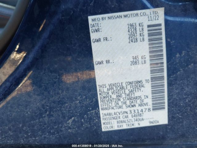 1N4BL4CV5PN331478 Nissan Altima Sr Fwd
