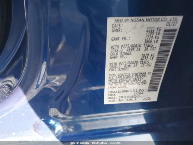 1N6AA1E59HN531365 Nissan Titan Platinum Reserve