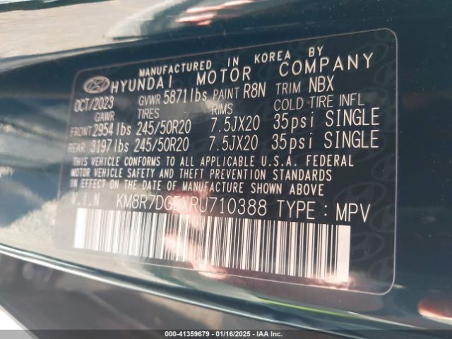 KM8R7DGEXRU710388 Hyundai Palisade Calligraphy
