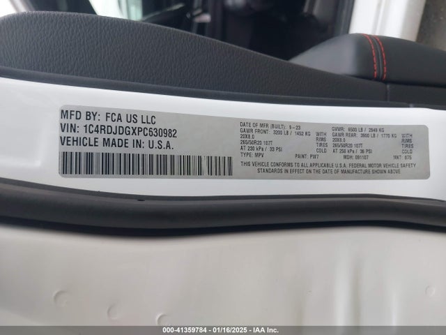 1C4RDJDGXPC630982 Dodge Durango Gt Plus Awd