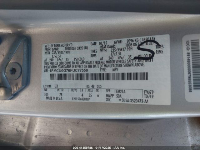 2015 FORD ESCAPE 1FMCU0G76FUC77558 Photo 8