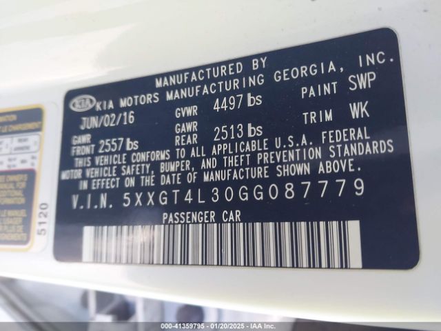 5XXGT4L30GG087779 KIA Optima Lx