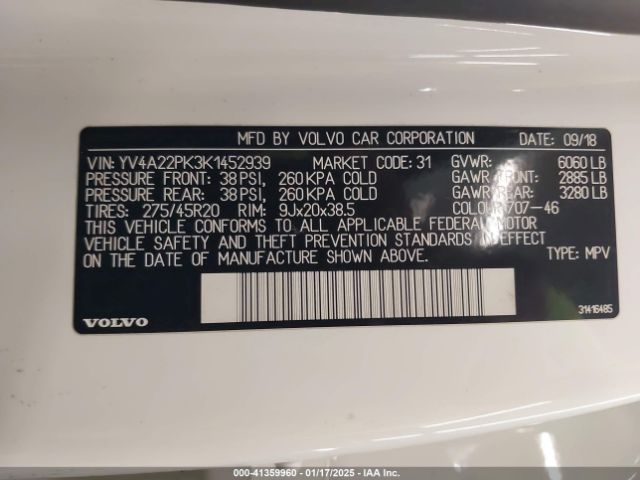 YV4A22PK3K1452939 Volvo Xc90 T6 Momentum
