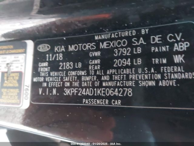 3KPF24AD1KE064278 KIA FORTE FE