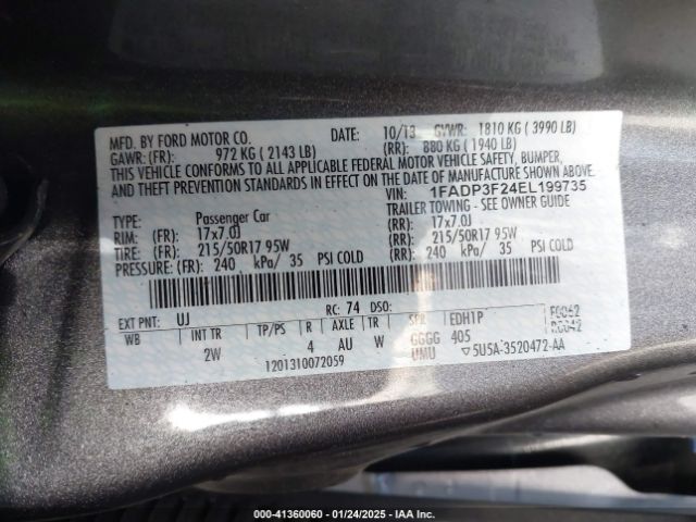 1FADP3F24EL199735 Ford FOCUS SE