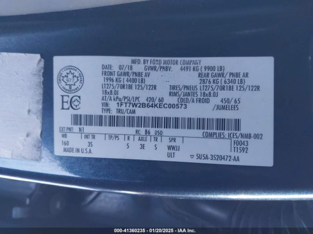 1FT7W2B64KEC00573 Ford F-250 Xlt