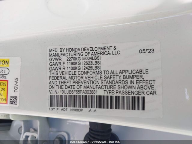 19UUB6F65PA003881 Acura Tlx Advance Package
