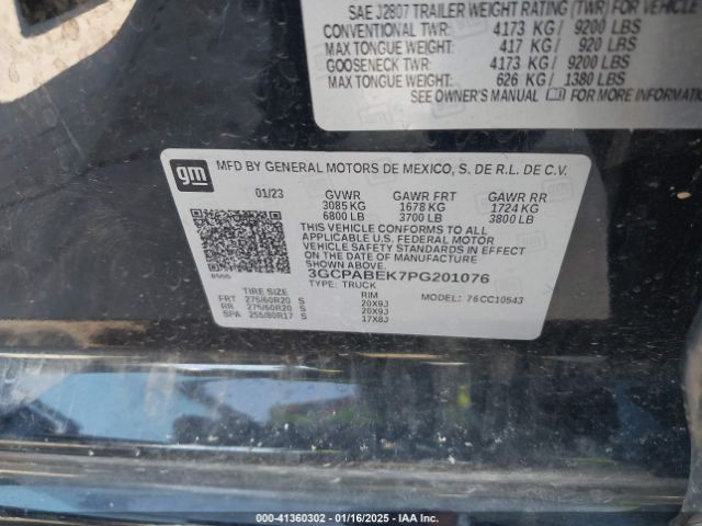 3GCPABEK7PG201076 Chevrolet Silverado 1500 2wd  Short Bed Custom