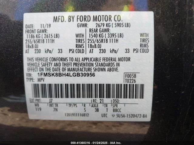 1FMSK8BH4LGB30956 Ford Explorer