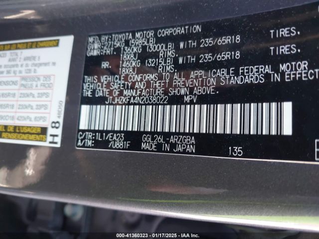 2022 LEXUS RX 350L JTJHZKFA4N2038022 Photo 8