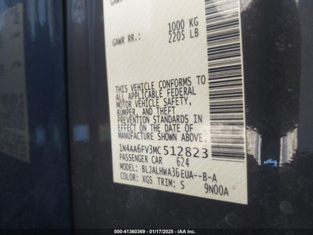 1N4AA6FV3MC512823 Nissan Maxima Platinum Xtronic Cvt