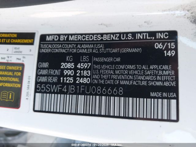55SWF4JB1FU086668 Mercedes-Benz C 300 Luxury/sport