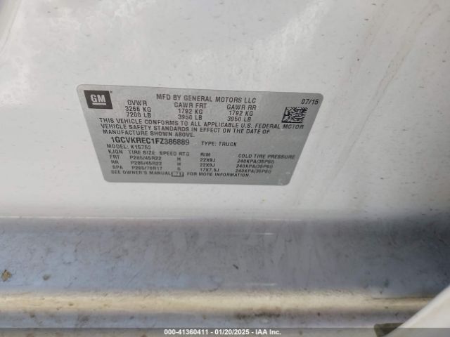 1GCVKREC1FZ386889 Chevrolet Silverado 1500 1lt