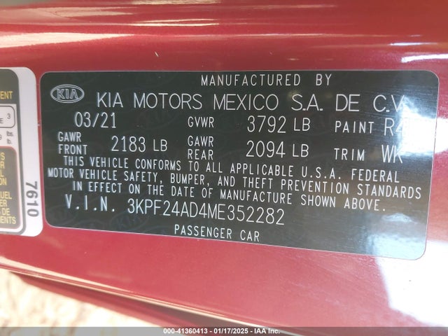 KIA Forte Lxs 2021 3KPF24AD4ME352282 Image 9