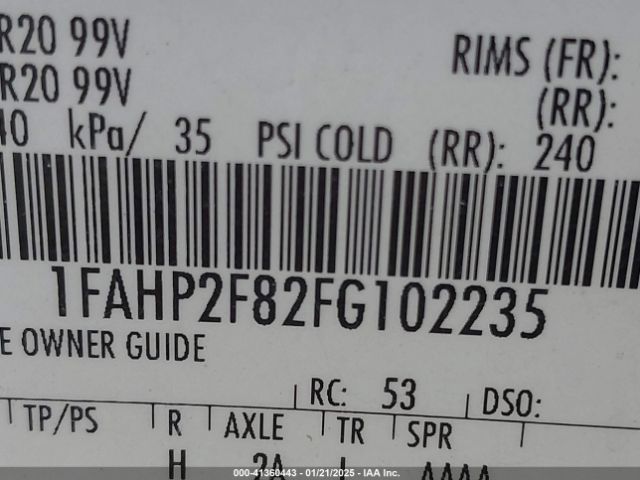 1FAHP2F82FG102235 Ford Taurus Limited