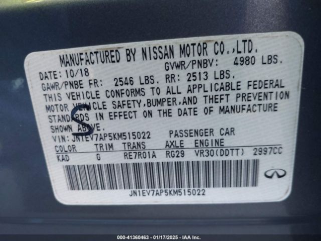 JN1EV7AP5KM515022 Infiniti Q50 3.0t Luxe