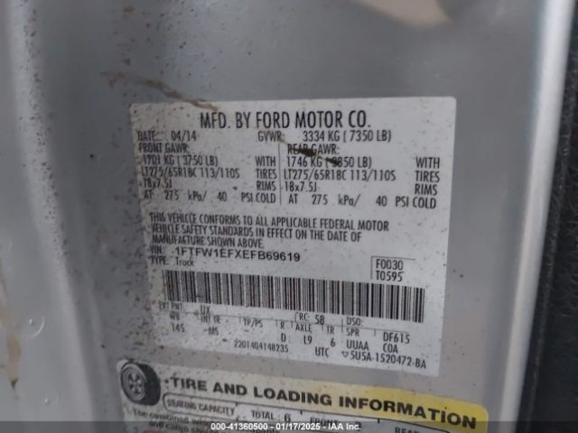 1FTFW1EFXEFB69619 Ford F-150 Xlt