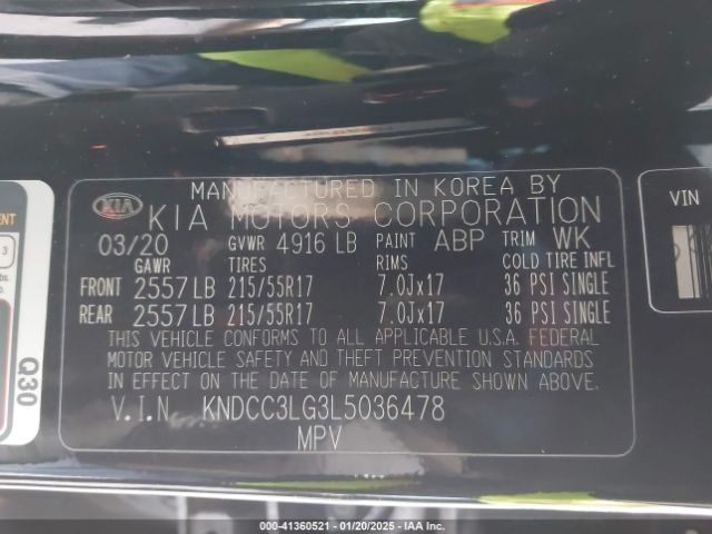 KNDCC3LG3L5036478 KIA Niro Ev Ex