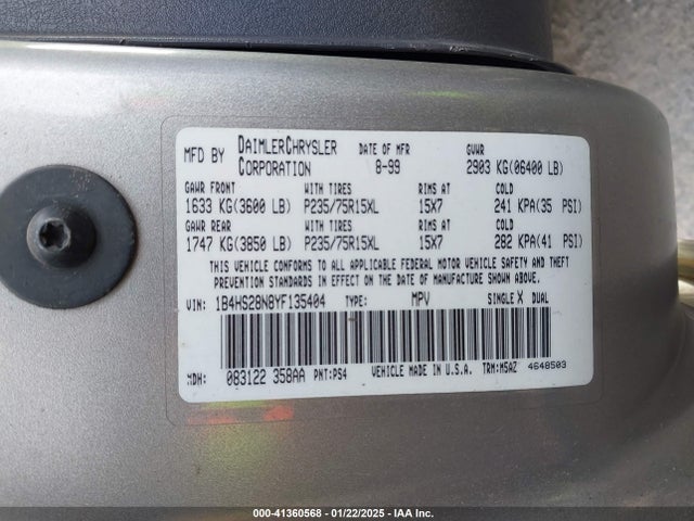 Aukcja sprzedaży 2000 Dodge Durango, vin: 1B4HS28N8YF135404, numer aukcji: 41360568