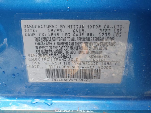 Nissan Versa 1.6 S 2024 3N1CN8BV5RL846231 Image 9