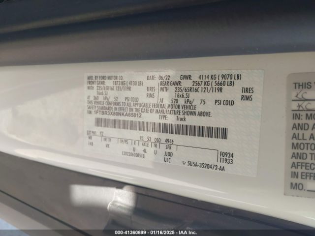 1FTBR3X80NKA65812 Ford Transit-250 Cargo Van
