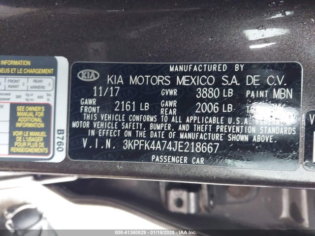 3KPFK4A74JE218667 KIA Forte