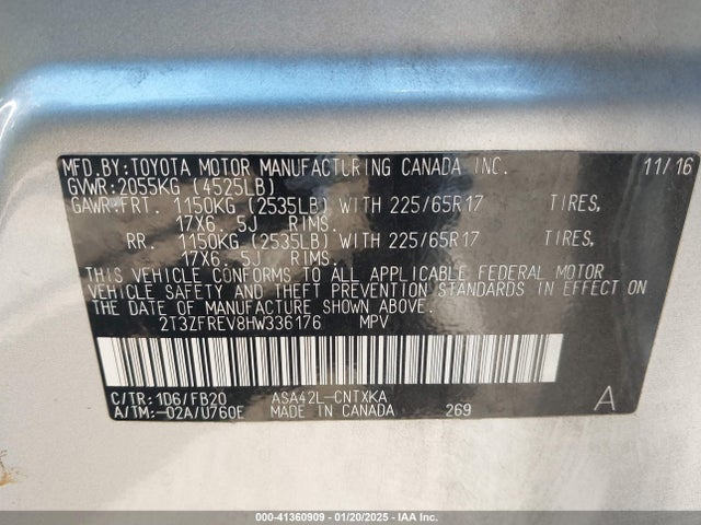 Toyota RAV4 LE 2017 2T3ZFREV8HW336176 Image 9
