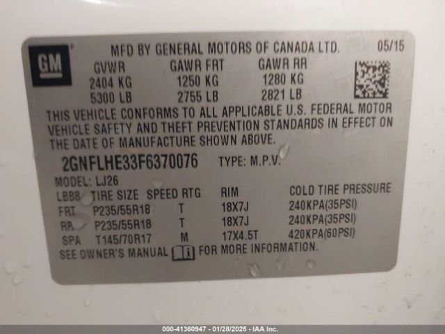 2GNFLHE33F6370076 Chevrolet Equinox Ltz