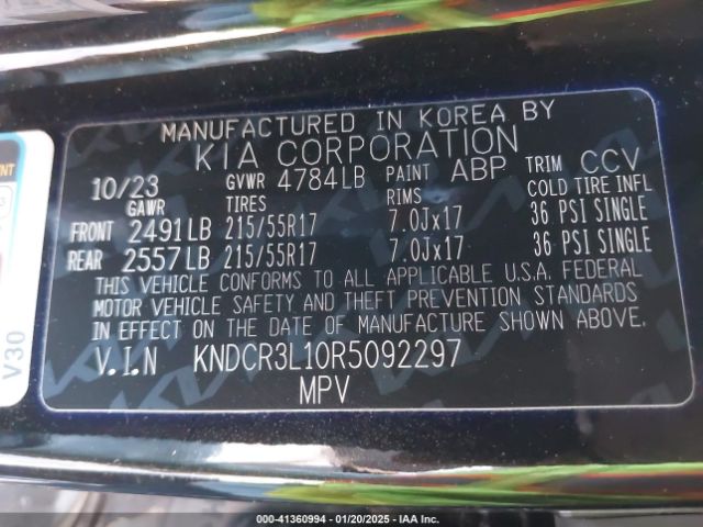 KNDCR3L10R5092297 KIA Niro Ev Wind