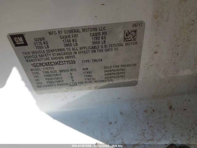 1GCRCNEC3HZ377539 Chevrolet Silverado 1500 Wt