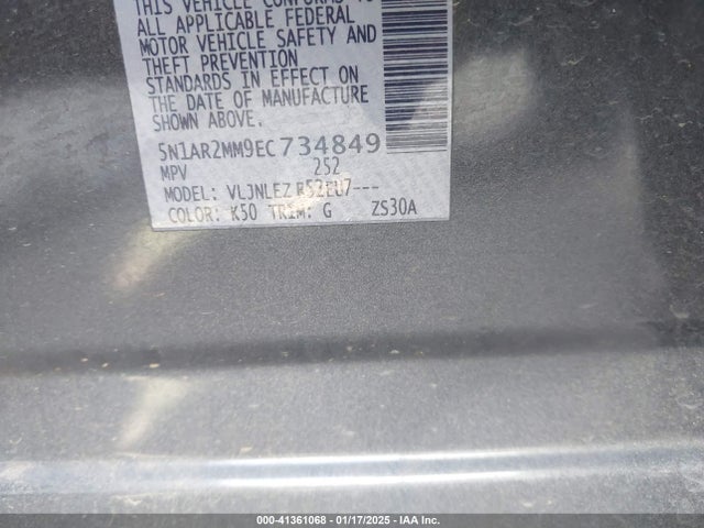Nissan Pathfinder Sv 2014 5N1AR2MM9EC734849 Image 9