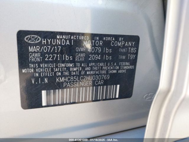 KMHC85LC2HU030769 Hyundai Ioniq Hybrid Limited