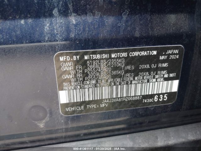 2024 MITSUBISHI OUTLANDER JA4J3VA81RZ068887 Photo 8