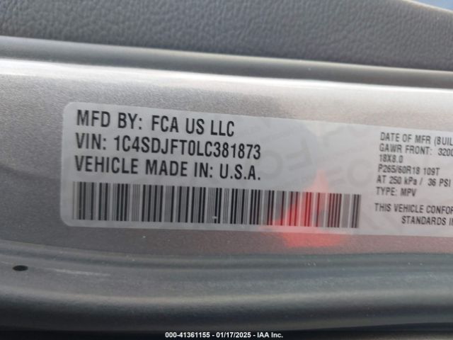 1C4SDJFT0LC381873 Dodge Durango Pursuit Awd