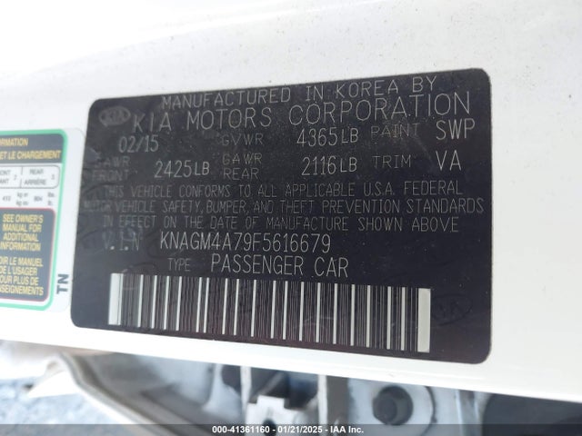 KIA Optima Lx 2015 KNAGM4A79F5616679 Image 9