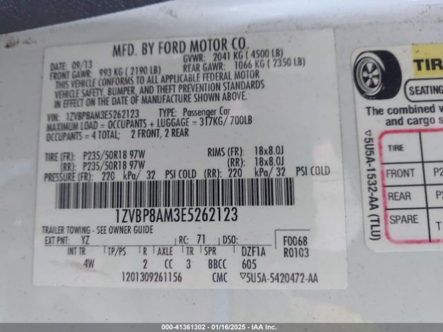 1ZVBP8AM3E5262123 Ford Mustang V6 Premium