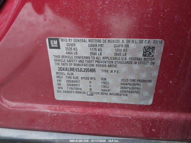 3GKALMEV3JL295496 GMC Terrain Sle