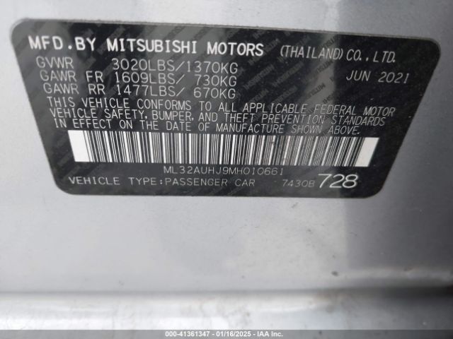 ML32AUHJ9MH010661 Mitsubishi Mirage Carbonite Edition/es/le
