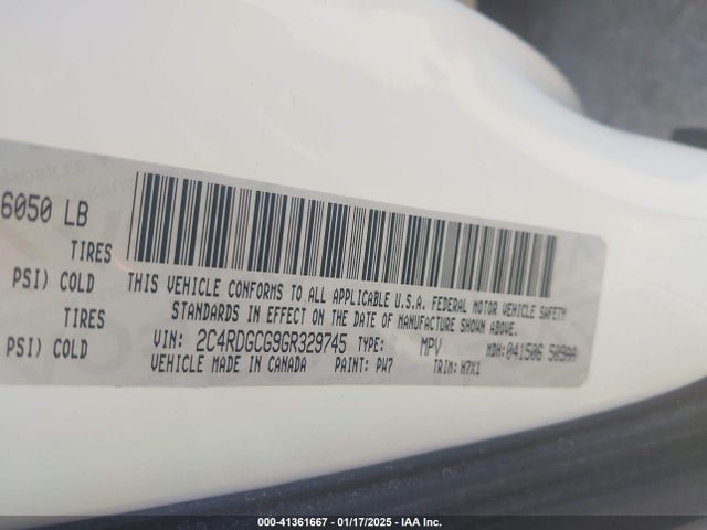 Dodge Grand Caravan Sxt 2016 2C4RDGCG9GR329745 Image 9