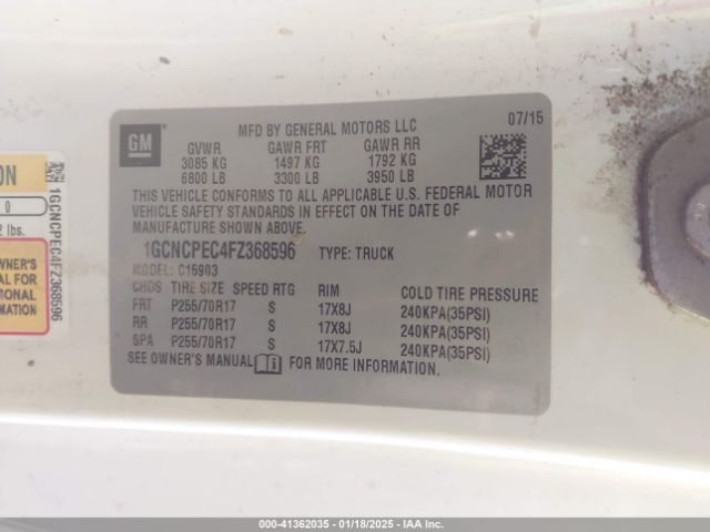 1GCNCPEC4FZ368596 Chevrolet Silverado 1500 Wt