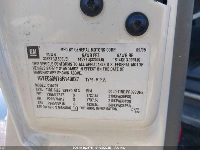 2006 CADILLAC ESCALADE 1GYEC63N76R140827 Photo 8