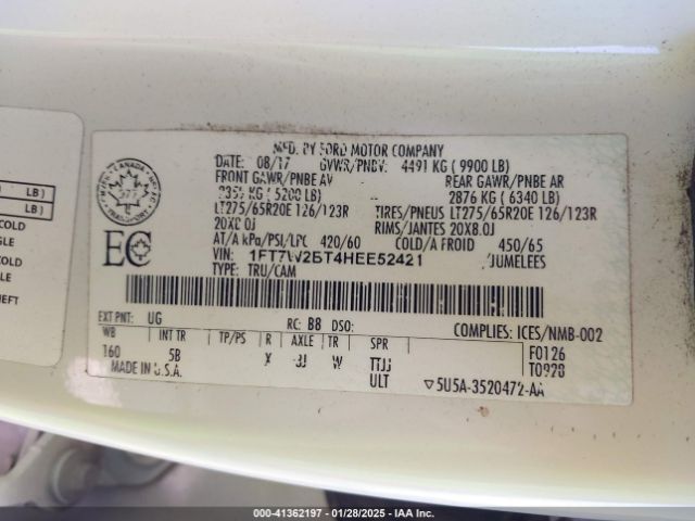 1FT7W2BT4HEE52421 Ford F-250 Lariat